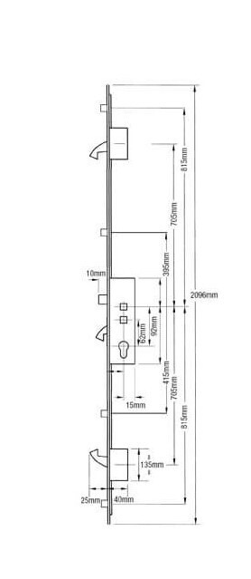 Safeware 7 - Latch 3 Hooks 4 Rollers Double Spindle Multipoint Door Lock - Image 2