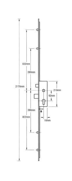 KFV Latch Deadbolt 4 Rollers Key Wind Operated Multipoint Door Lock - Image 2